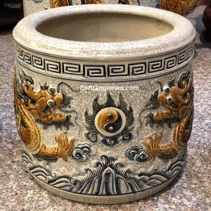 Bát hương Bát Tràng men rạn nổi rồng phi 18 (chưa bao gồm đế sứ)